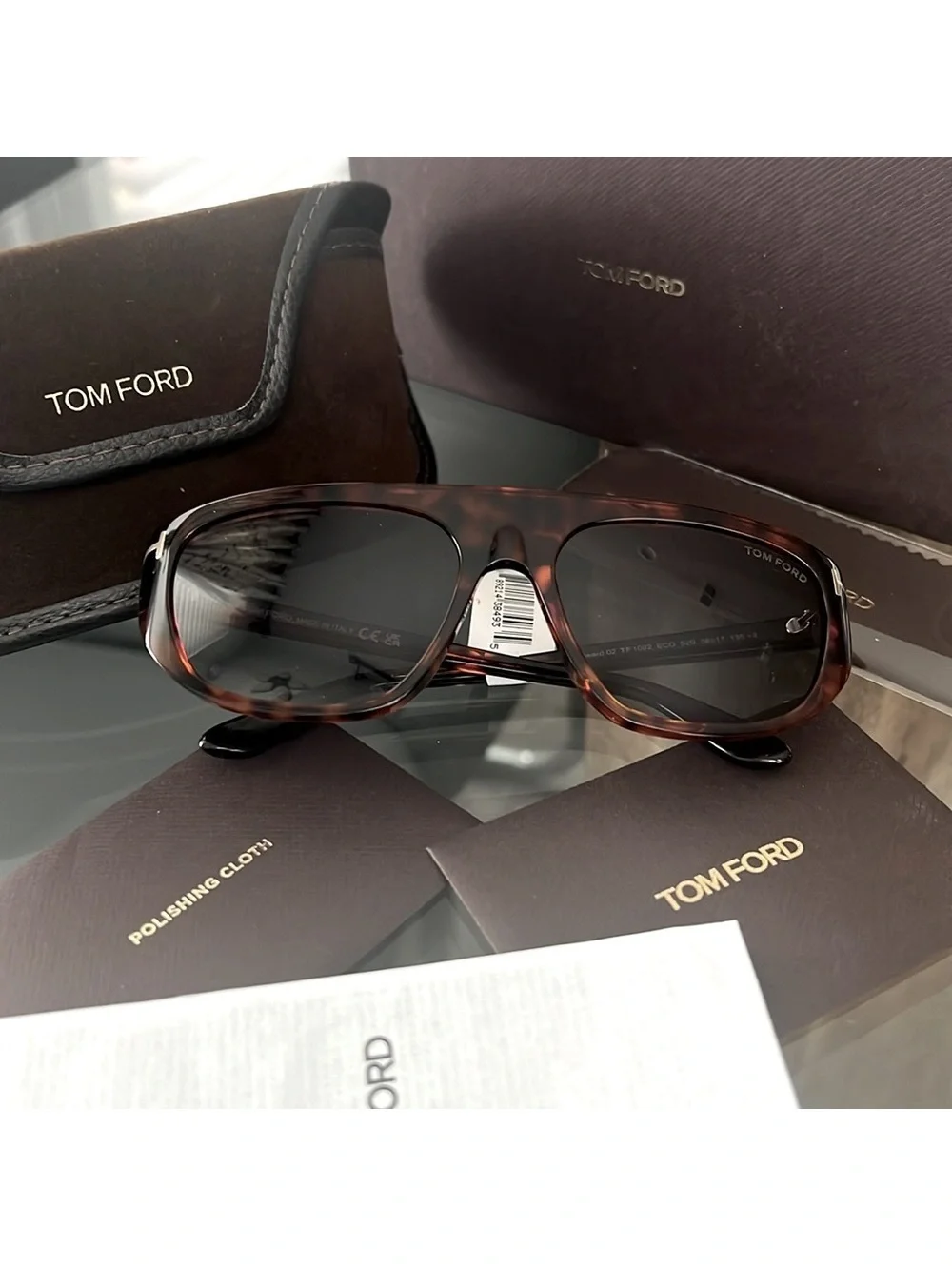 New TOM FORD Rectangular Frame Sunglasses in Havana New w/Tag Retail $455